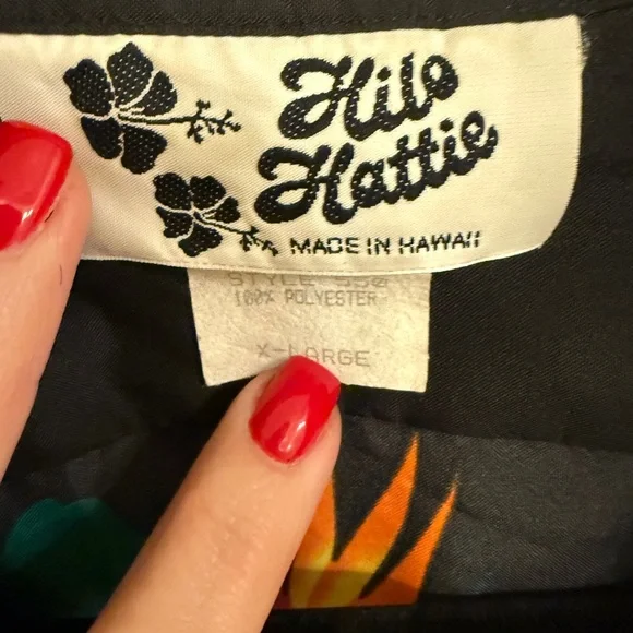 Vintage 80’s Hilo Hattie Black Tropical Floral Shirt Men’s XL  Bird of Paradise - Picture 3 of 9